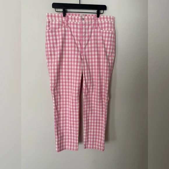 J.Crew Pink Gingham Vintage Straight Jeans Size 32 - Picture 2 of 12